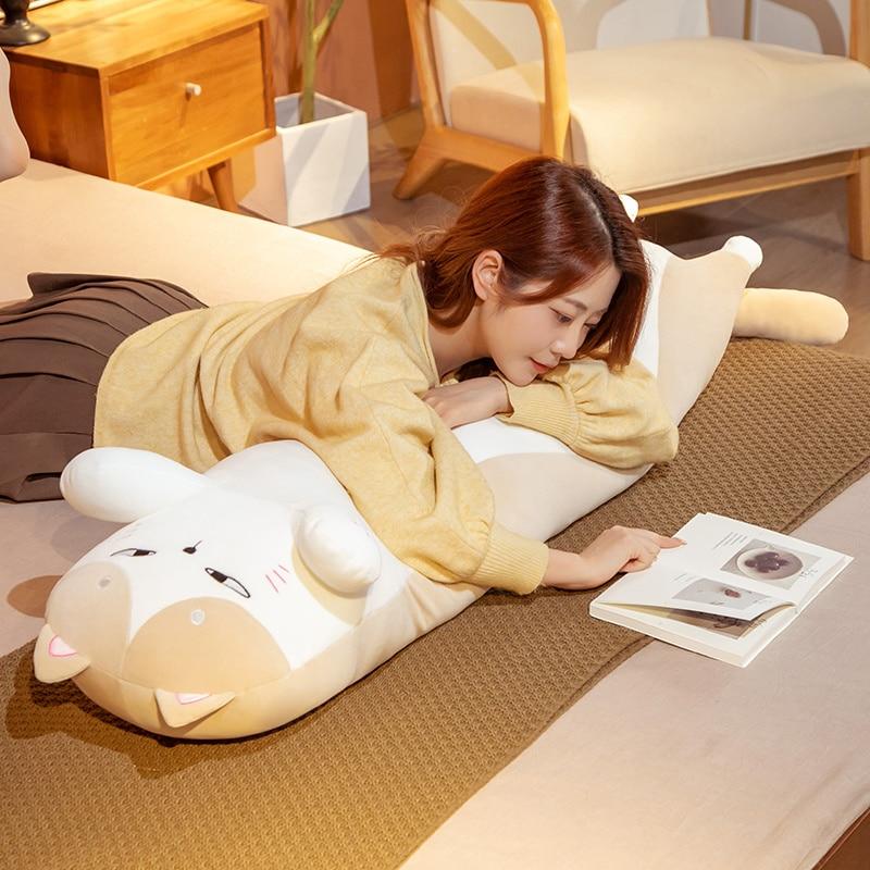 Мультяшная плюшевая подушка с изображением кота, игрушки, милая мягкая длинная подушка для сна с котом, куклы для детей, подарок на день рождения для девочек