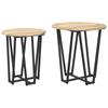 2-Piece round side table set, wooden coffee tables with metal frames, living room decoration table set