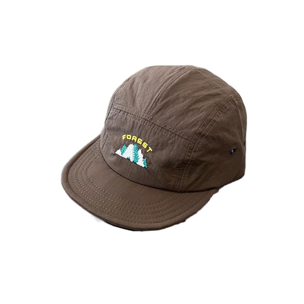 Retro Solid Color Short Brim Baseball Cap Quick-Dry Soft Top Sun Hat Adjustable Drawstring Peaked Cap Girl