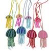 RTS-6  Handmade Rhinestone Pearl Beaded Jellyfish Appliques Hanging Rope Patches Crystal Bag Lanyard Patch with Tassel
