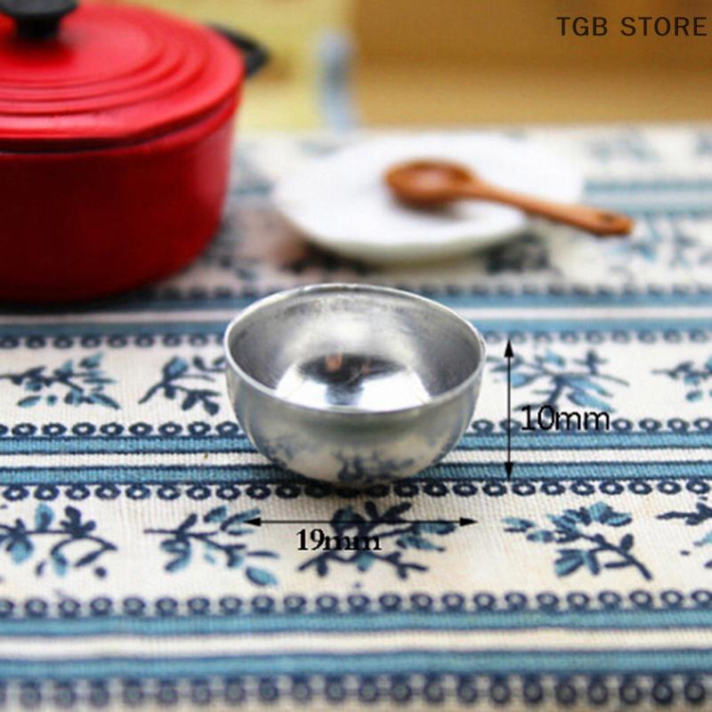 2Pcs/Set Iron Bowl 1:12 Miniature Dollhouse DIY Doll House Decor Accessories