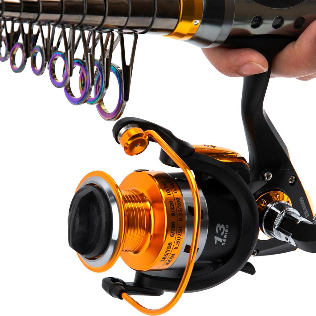 Набор портативных рыболовных снастей из углеродного волокна 5.5:Спиннинговая катушка с 1 передаточным числом, 1,8-3,6 м, удочка с прямой ручкой, крючок для наживки, комплект аксессуаров