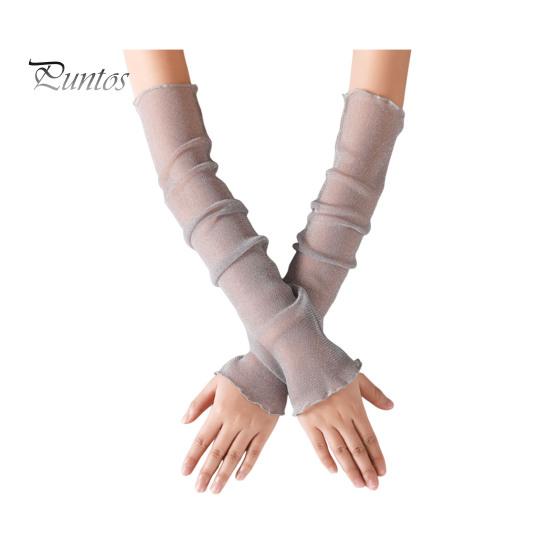 Женские прозрачные сетчатые рукава, длинные, ультратонкие, кружевные перчатки без пальцев, защита от ультрафиолетового излучения, охлаждающая сетчатая тюль, солнцезащитные рукава для улицы