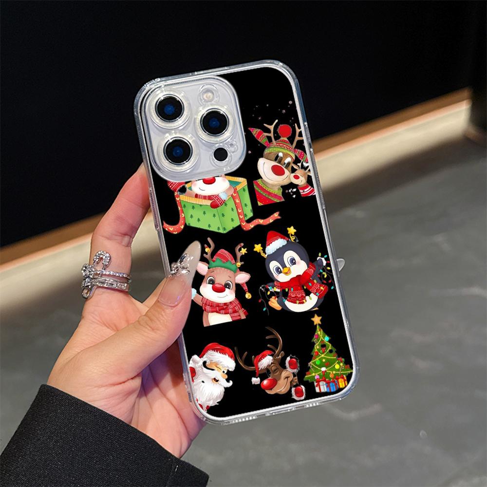 Ae109 С Новым годом, Рождеством Христовым, художественные прозрачные чехлы Magsafe для Samsung S23 S24 Ultra S21 iPhone 16 Pro Max, магнитная беспроводная зарядка, задняя крышка