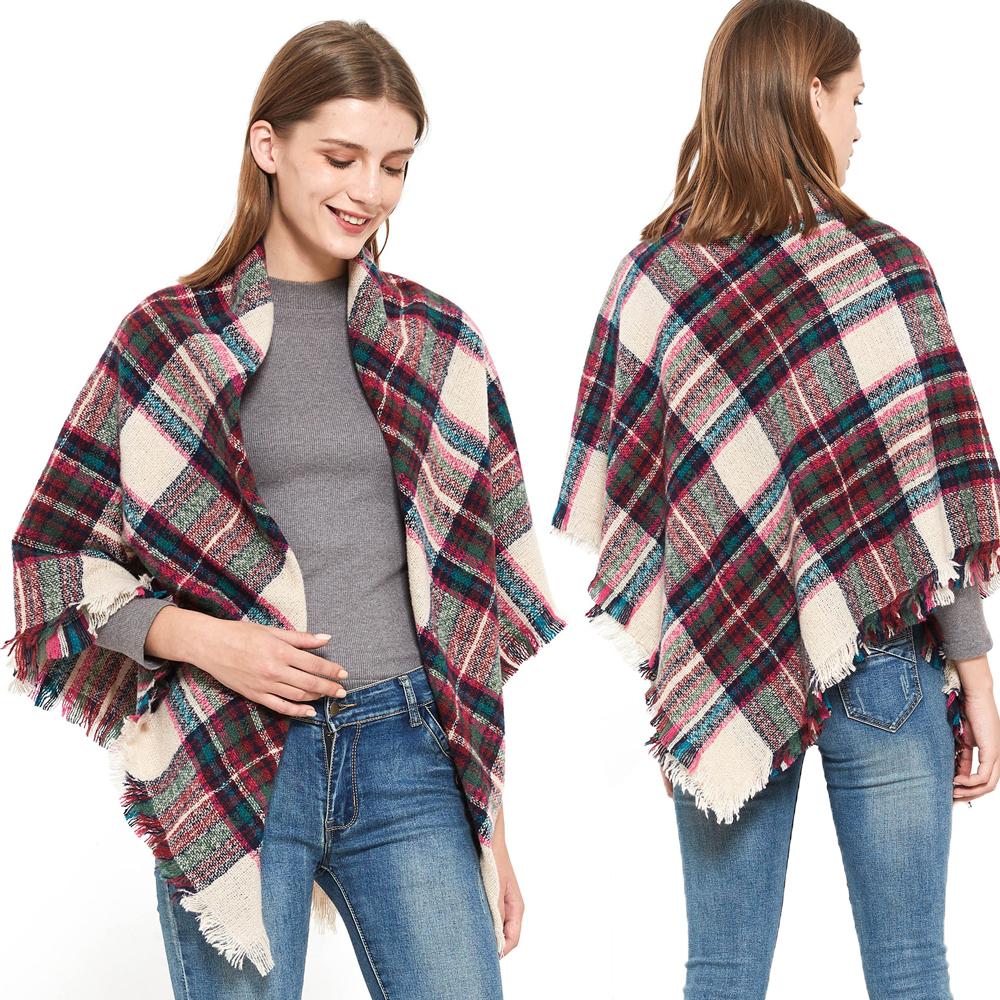 Spring Autumn Winter Shawl Ladies Plaid Triangle Scarf