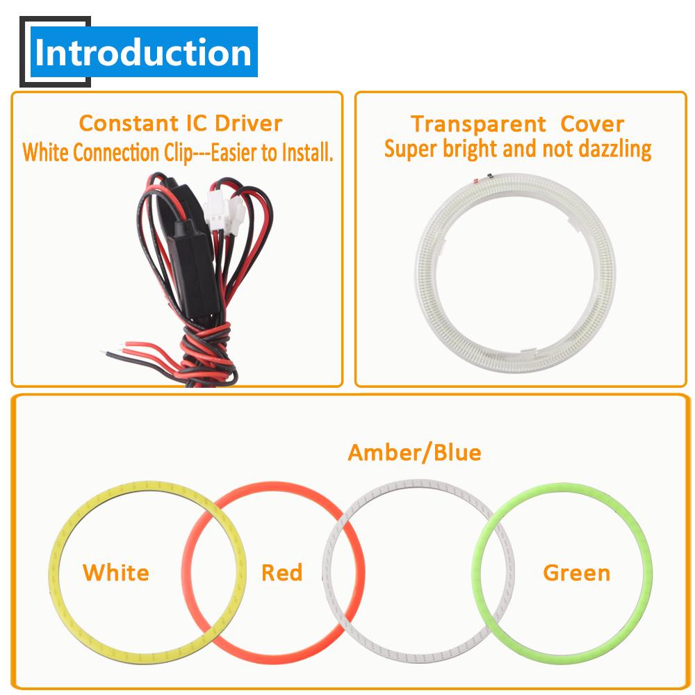 2P Angel Eyes 12V Halo Ring 60mm 70mm 80mm 90mm 100mm 110mm 120mm for Car Snowbike Headlight Fog Light Red Green Blue White