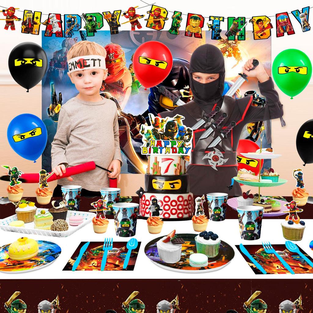 Набор разноцветных украшений для детской вечеринки в стиле ниндзя