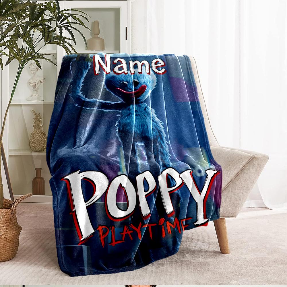 Custom Name Huggy Wuggy Theme Printed Blanket - Perfect for Couch, Bed, Travel & Outdoor Use | Machine Washable, Cozy & Durable.