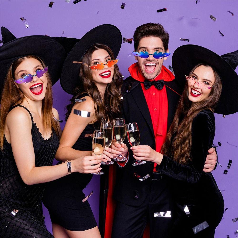Novelty Party Cosplay Rimless Sun Glasses Flame Sunglasses Flame Shaped Sunglasses for Women