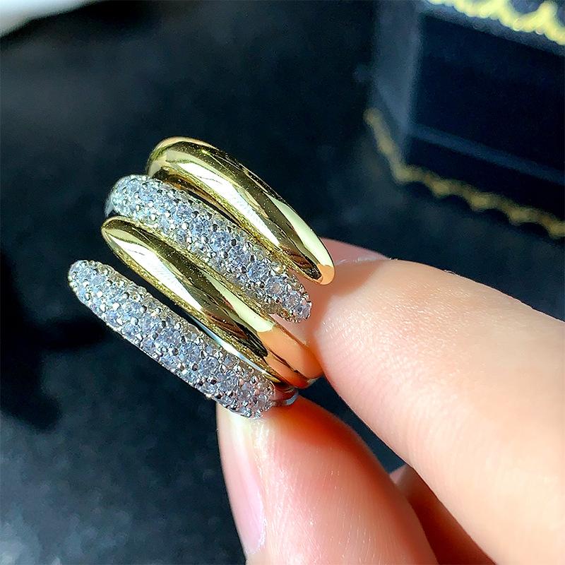 Ювелирные изделия, кольца, бижутерия, популярная индивидуальность и креативность, микро-инкрустированный циркон двойного назначения женская мода легкая роскошь