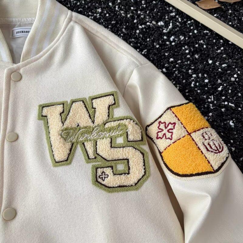 Осенняя куртка для мужчин, свободный крой, большого размера, в гонконгском стиле, повседневное пальто, молодежная бейсбольная куртка, уникальный дизайн, тренд оверсайз