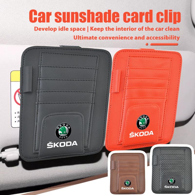 Ygtvd3 Для автомобиля Skoda Клипса для хранения на козырьке Многокарманный Держатель для карт и билетов Органайзер Аксессуары для интерьера octavia a5 a4 mk1 2 fabia