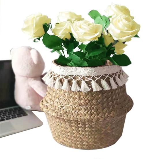 Скандинавский двухслойный тканый держатель для цветов с кисточками, цветочный горшок, корзина для хранения в гостиной