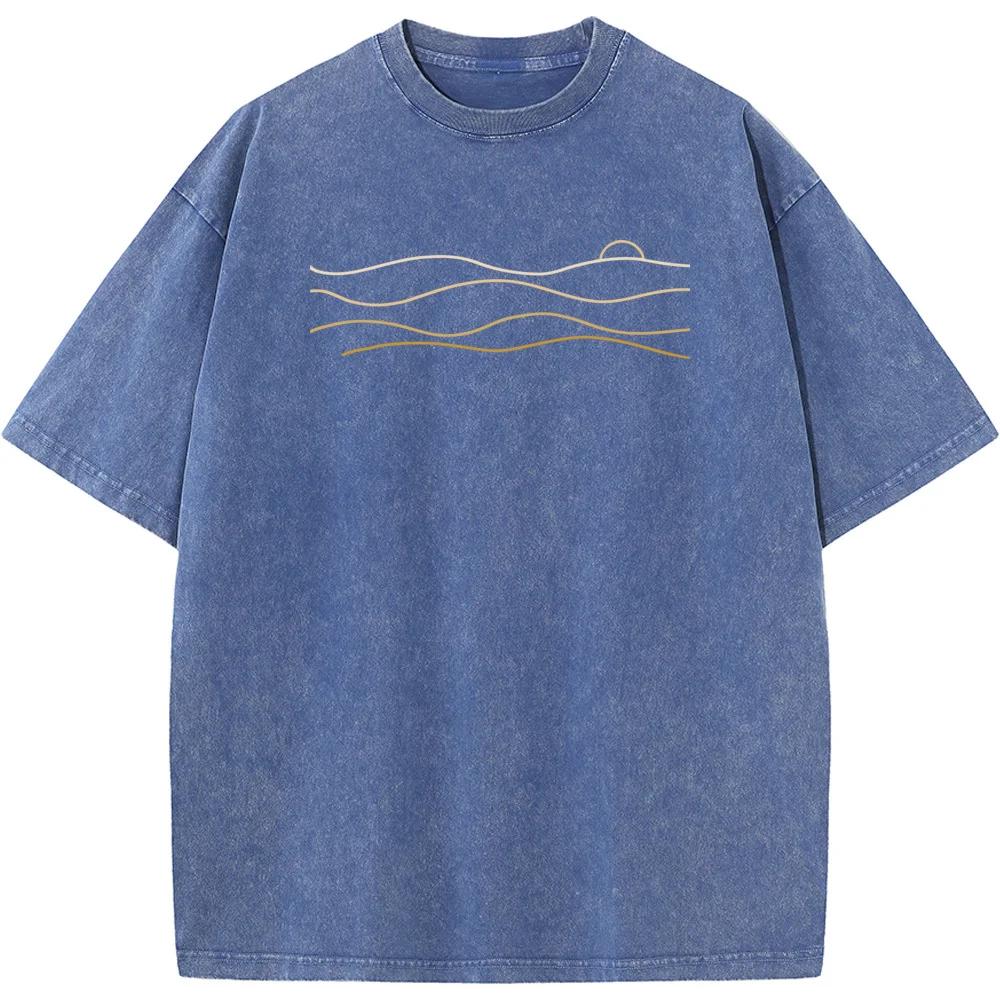 Футболка унисекс с гофрированным принтом, выстиранная, новинка, хлопковая летняя отбеленная футболка, забавная повседневная свободная отбеленная футболка