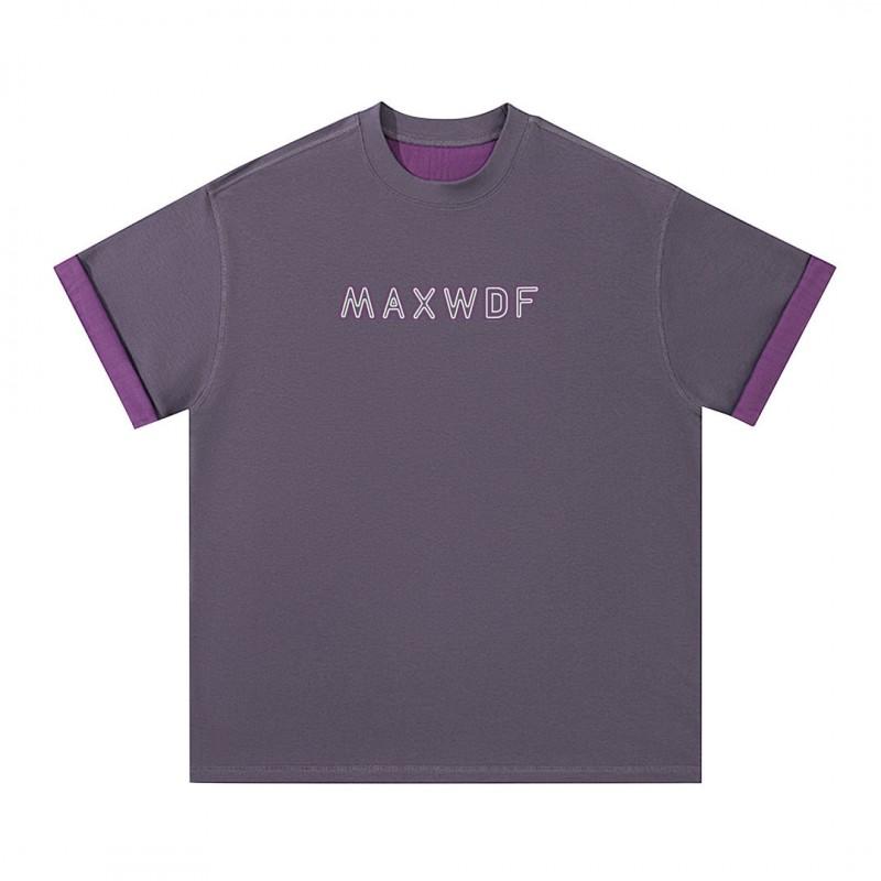 Unisex Heavyweight Cotton Short Sleeve T Shirt Loose Fit Round Neck Letter Print Casual Top