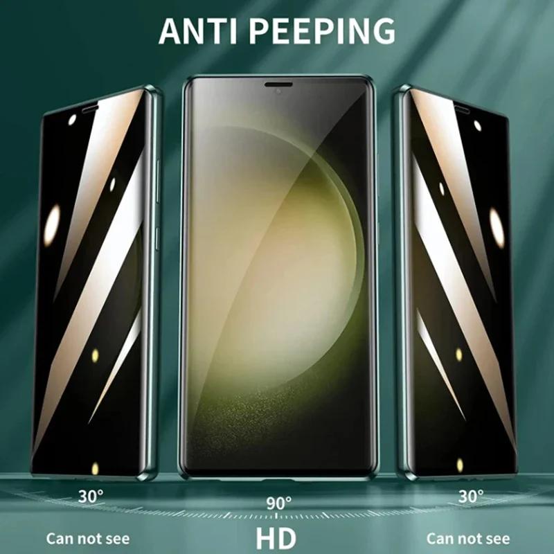 Магнитный чехол из металла со стеклом конфиденциальности для Samsung Galaxy S26 Ultra S25 S24 FE S23 S22 S21 Plus A17 A57 A37 A55 A56 Защита от подглядывания 360°