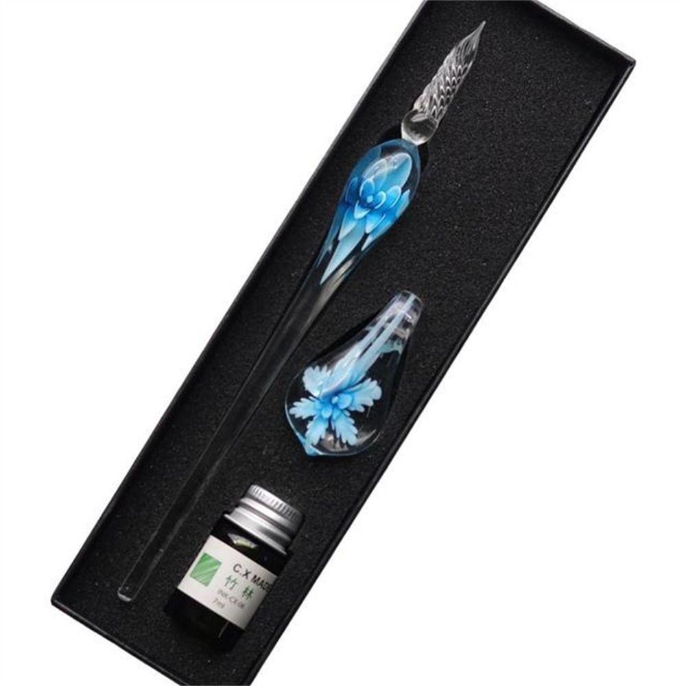 Заправляемые чернила Цветочная ручка для макания Винтажная ручка для макания DIY Крафт Стеклянная перьевая ручка Школьные принадлежности