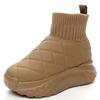 6 см пуховые вязаные женские теплые полуботинки с застежкой-молнией на молнии весна-осень модные зимние плюшевые ботинки с скрытым каблуком на платформе и танкетке