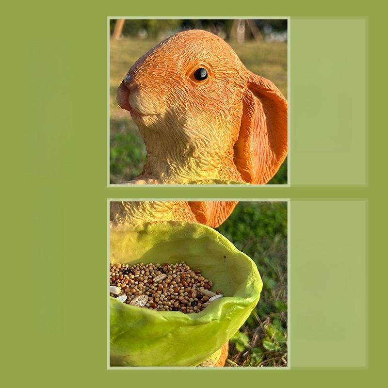 Rabbit bird feeder outdoor garden ornament tree pendant resin decorative craft feeder