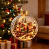 Acrylic Christmas Keepsake Lighted Clear Ball Ornaments, Cute Santa Claus/Tree/Snowman/Angel Figure Inside Warm Light Holiday Decor The