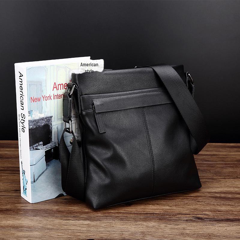 Shihua Eden Genuine Leather Men's Vertical Shoulder Messenger Bag - Trendy Korean Business Casual Backpack