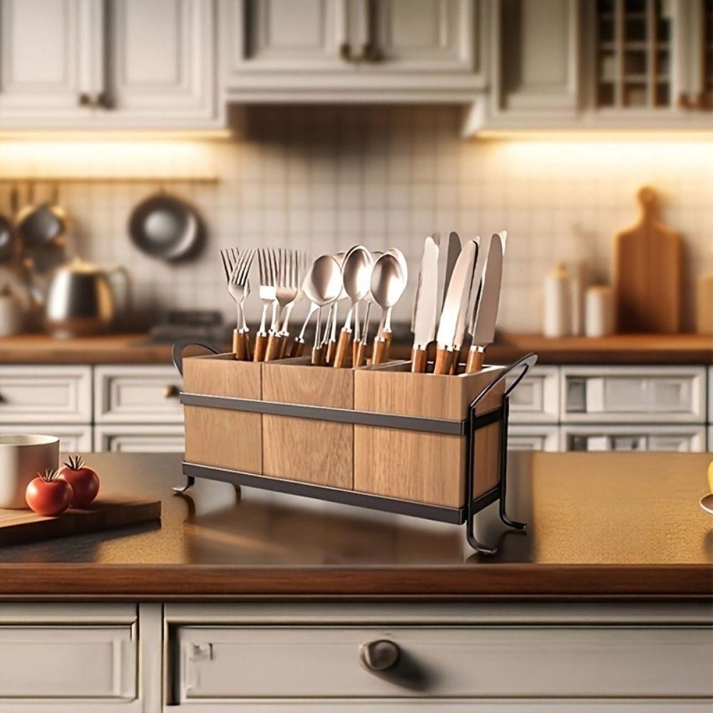 Space Saving Tableware Storage Box Large Capacity Spoons Forks Storage Box Utensil Holder Desktop