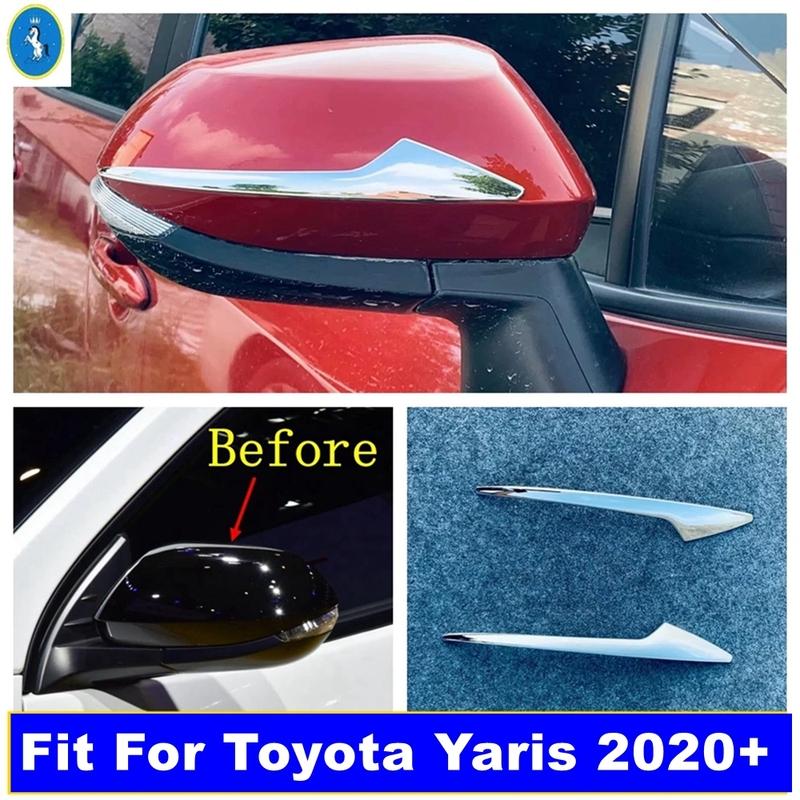ABS Door Rearview Mirror Anti-rub Guard Stripes Rear Bumper Decor Cover Trim For Toyota Yaris Car Chrome Accessories