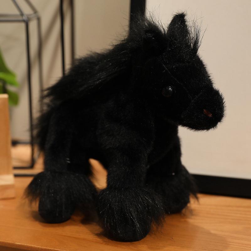 Имитация животного черная пони кукла плюшевая игрушка маленькая белая лошадь кукла зодиака лошади детская кукла