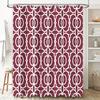Red and white geometric shower curtain decor with patterned design for bathroom home kitchen accessories set includes hooks (24x