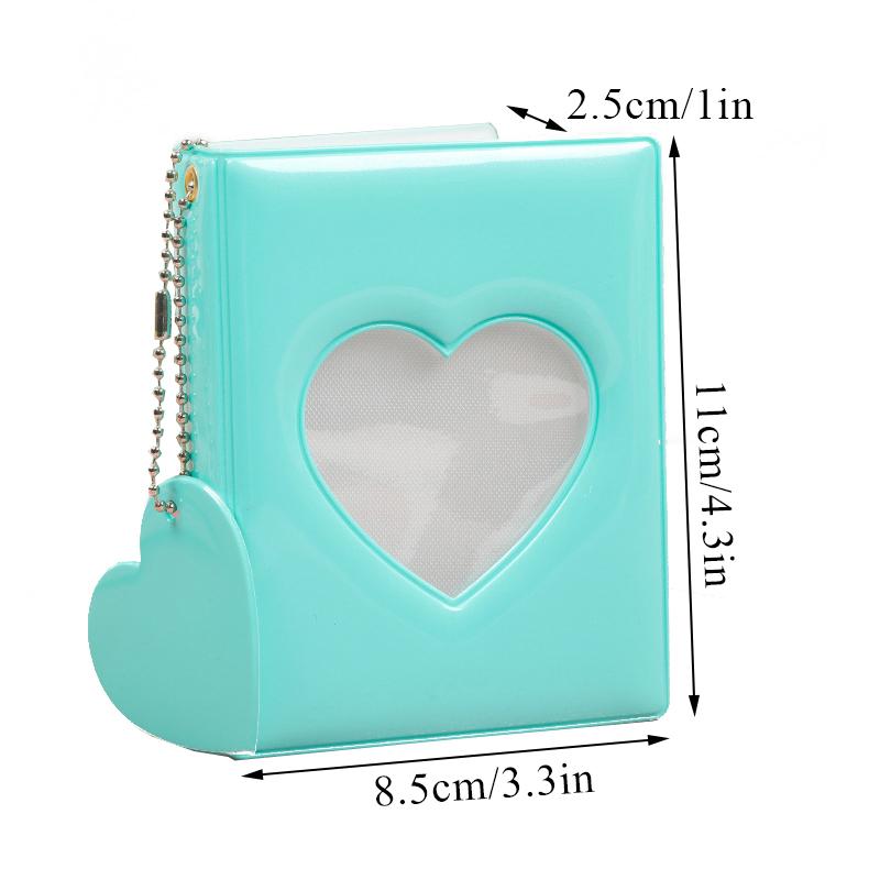 Solid Color 3-inch Photo Album Album Love Hollow Photocard Holder With Heart Pendant Kpop Idol Cards Collect Book Polaroid Album