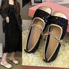 2025 Spring Temperament Flat Bottom Small Fragrant Style Square Head New Mary Jane Shoes Evening Shoes Grandma Shoes Gentle Single Shoes Women