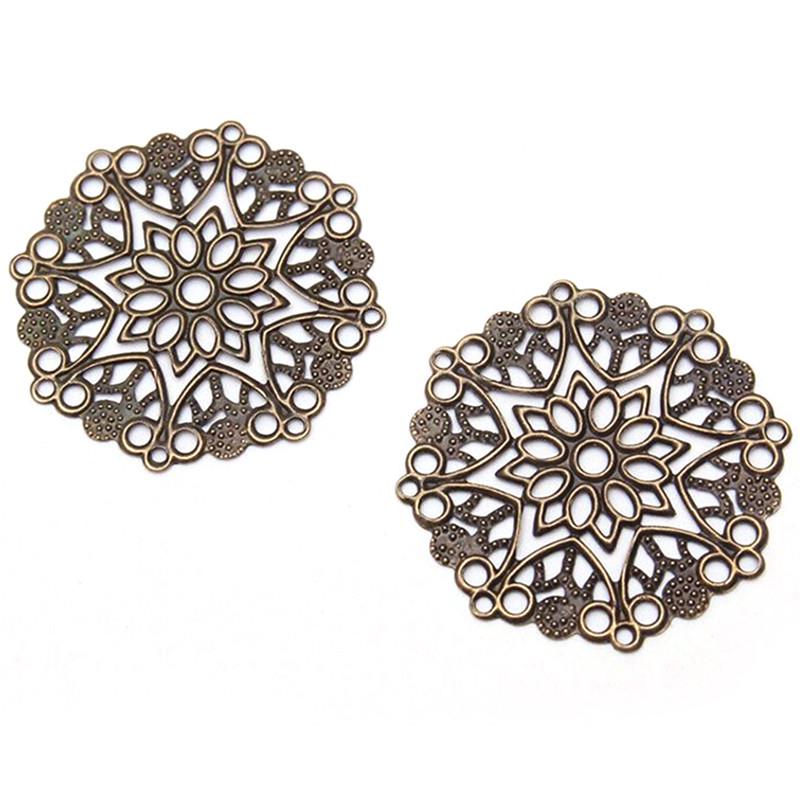 50 шт. бронзовые филигранные цветочные соединители для рукоделия, аксессуары для изготовления ювелирных изделий
