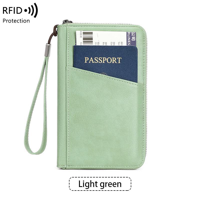 RFID Anti-Magnetic Passport & ID Zipper Wallet with Multi-Function Ticket Storage