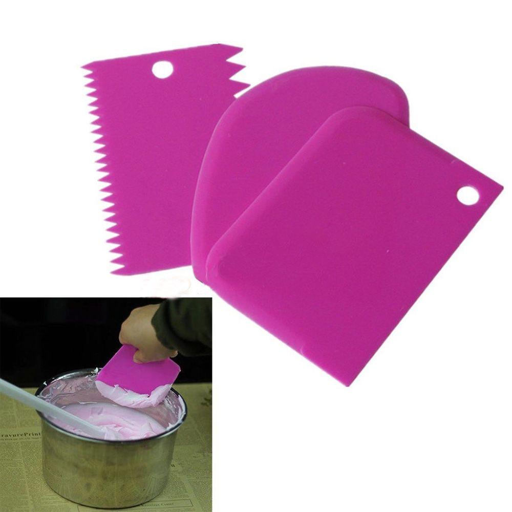 3PCS New Plastic Kitchen Dough Cutter Cookie Decorating Spatula Cake Scraper Pastry Butter