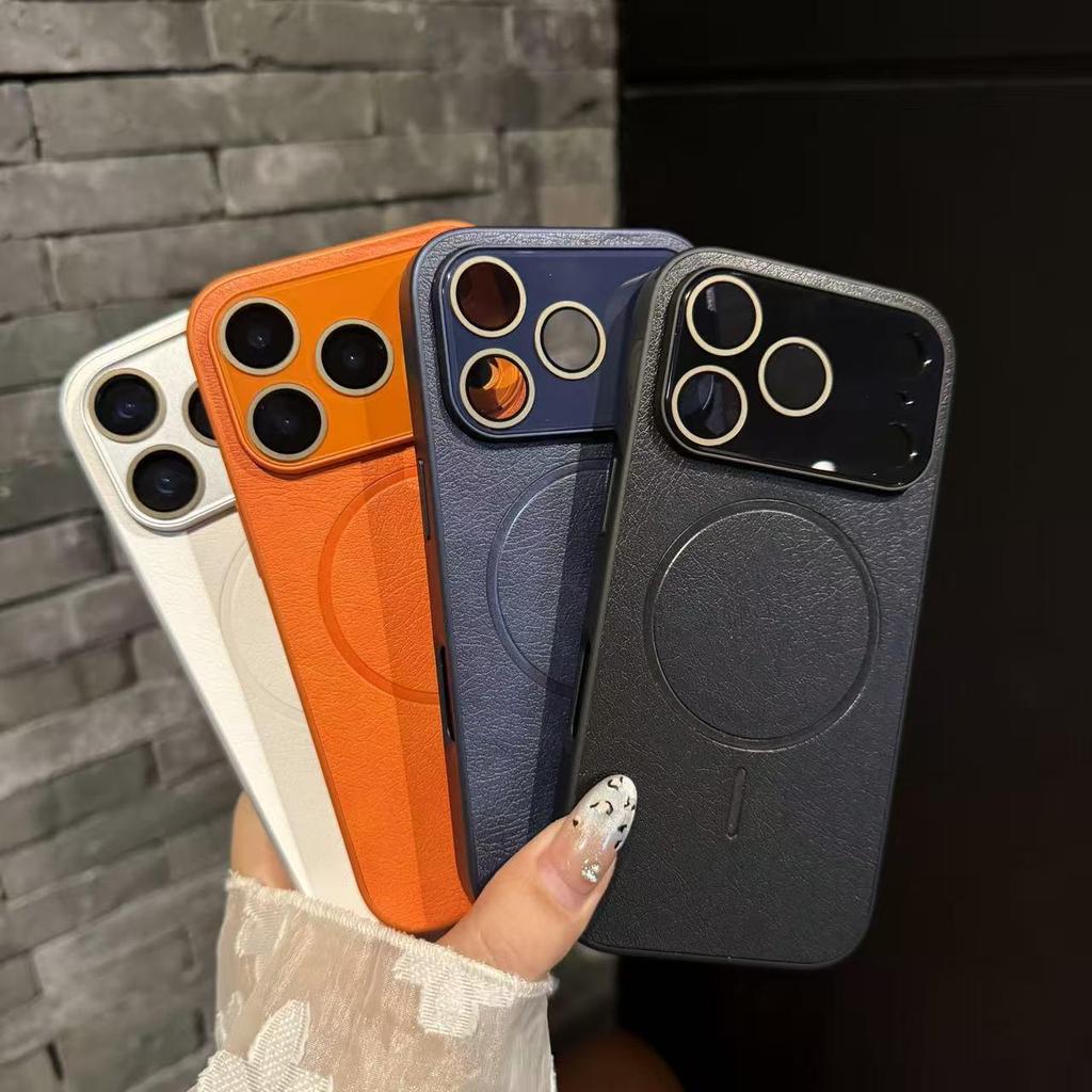 Роскошный чехол для телефона с магнитом и текстурой кожи для iPhone 17 Pro Max и iPhone 16