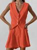 Women Cotton Line Waistcoat Shorts Sets Elegant Sleeveless Single Breasted Top Two Piece Set Womens 2023 Summer Lady Outsuit