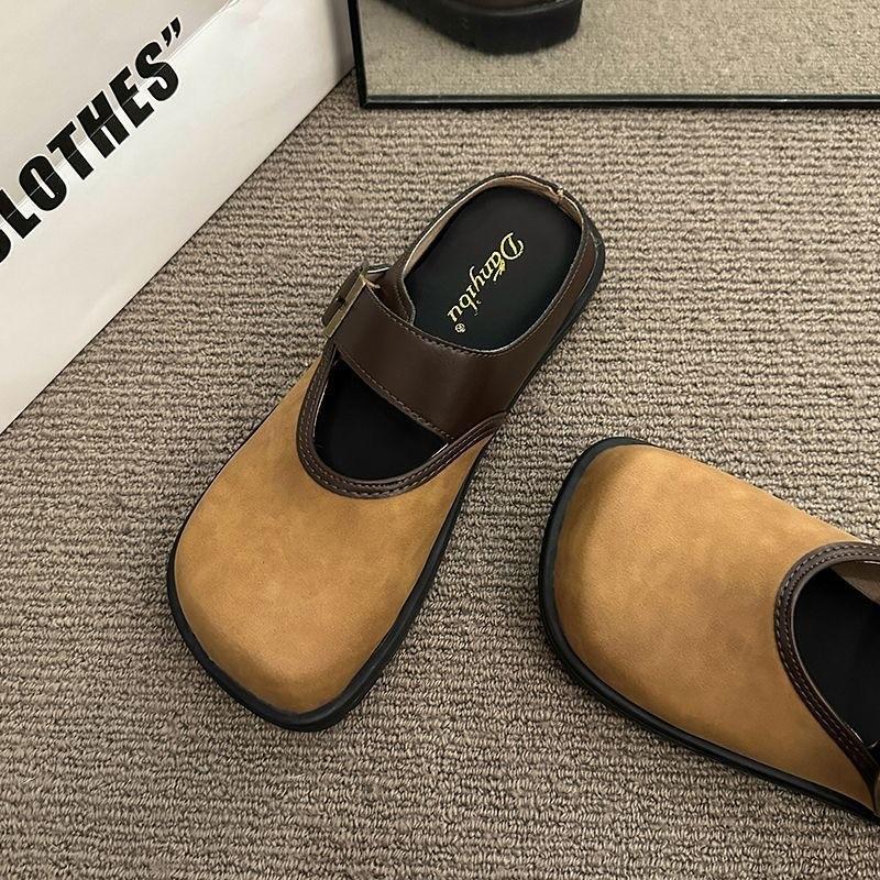 Мода 2025 года, тренд, балетки, мюли, тапочки, домашняя повседневная обувь, зимние туфли с открытой пяткой, модные шлепанцы для ходьбы, обувь с квадратным носком, Mujer Zapatos