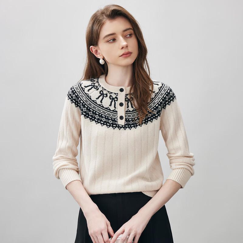 Женский толстый шерстяной свитер Comon Boca с узором Fair Isle и круглым вырезом