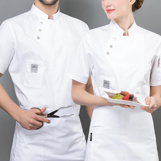 Униформа для общественного питания, шикарная кухонная одежда с короткими рукавами, рубашка официанта, дышащая рубашка унисекс, униформа шеф-повара, кухонная одежда