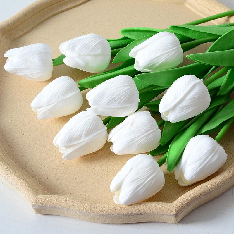 5Pcs Artificial Tulip Flowers Pink White Tulips Fake Flowers Bouquet Wedding Garden Decoration Home Vase Decor Plants Mother's Day Gift