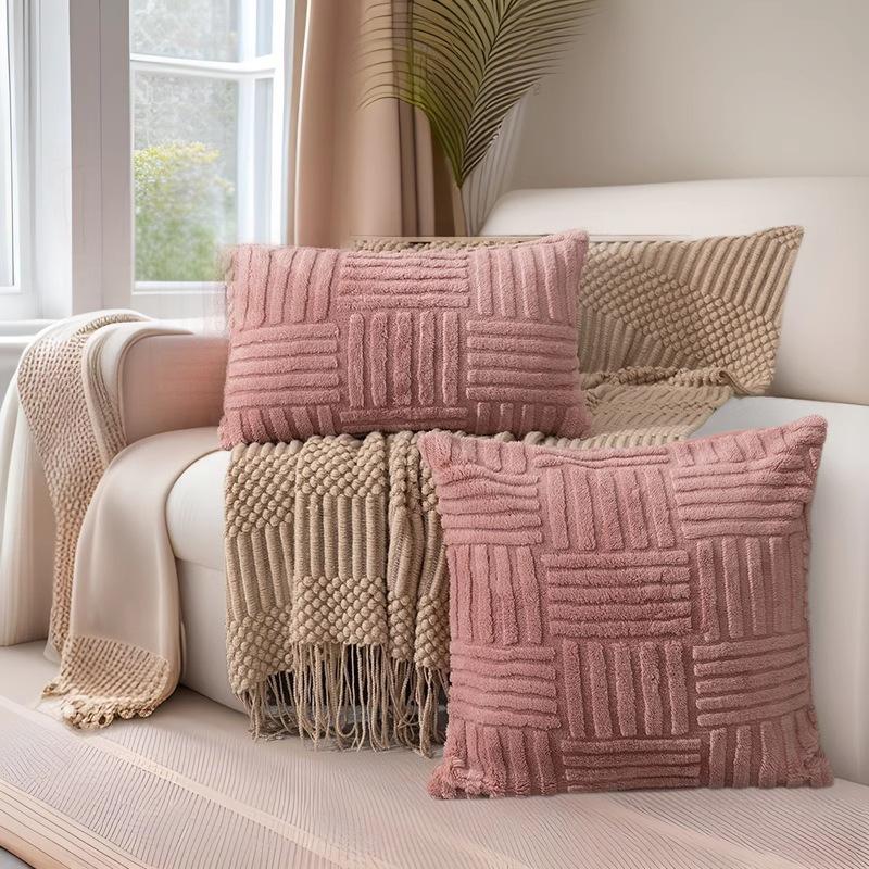 Мягкие Наволочки для Декоративных Подушек Вязание Мех Однотонный Чехол для Подушки Дивана Подушка для Талии Наволочка Защитный Чехол для Подушки Офисный Диван