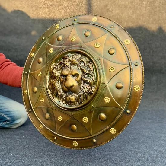Средневековый щит со львом конический Средневековые доспехи для боя Реплика Реквизит LARP, Косплей, Настенное украшение, Рождество Лучший подарок.