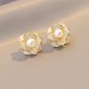 Французские серьги-пусеты с жемчугом камелии и серебром S925 - Женская мода высокого класса 2023