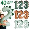 40-дюймовые цифровые шары с динозаврами для мальчика и девочки, украшение для вечеринки в джунглях на 1-й день рождения, мультяшные, для детей 1-3 лет, фольгированный шар с цифрой