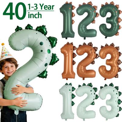 40-дюймовые цифровые шары с динозаврами для мальчика и девочки, украшение для вечеринки в джунглях на 1-й день рождения, мультяшные, для детей 1-3 лет, фольгированный шар с цифрой