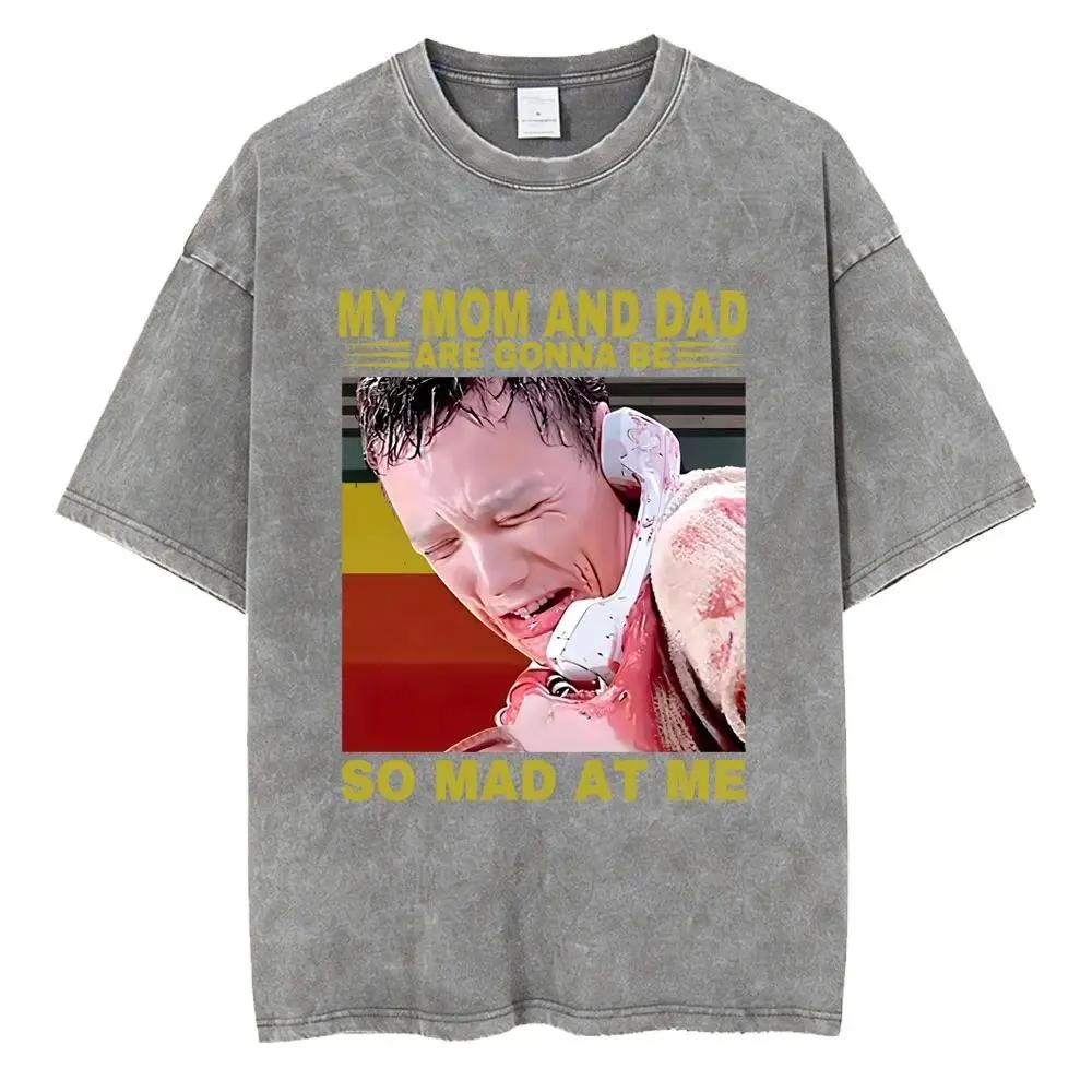Horror Movie Scream Billy Loomis T-shirt for Men's Clothing Vintage Y2k Washed Oversized T Shirt Short Sleeve 100% Cotto 1606