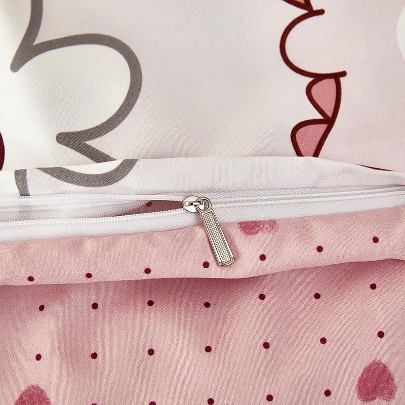 Пододеяльник с изображением динозавра из мультфильма «Kawaii», комплект постельного белья с цветочным принтом и розовым клубничным принтом, с 2 наволочками