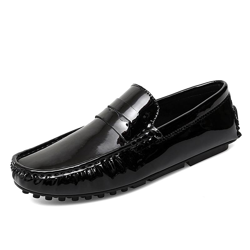 FashionGlossy Loafers Men Luxury Brand Moccasins Shoes Men Leather Loafers Shoes Slip On Non-slip Driving Loafers for Men Big Size38-48