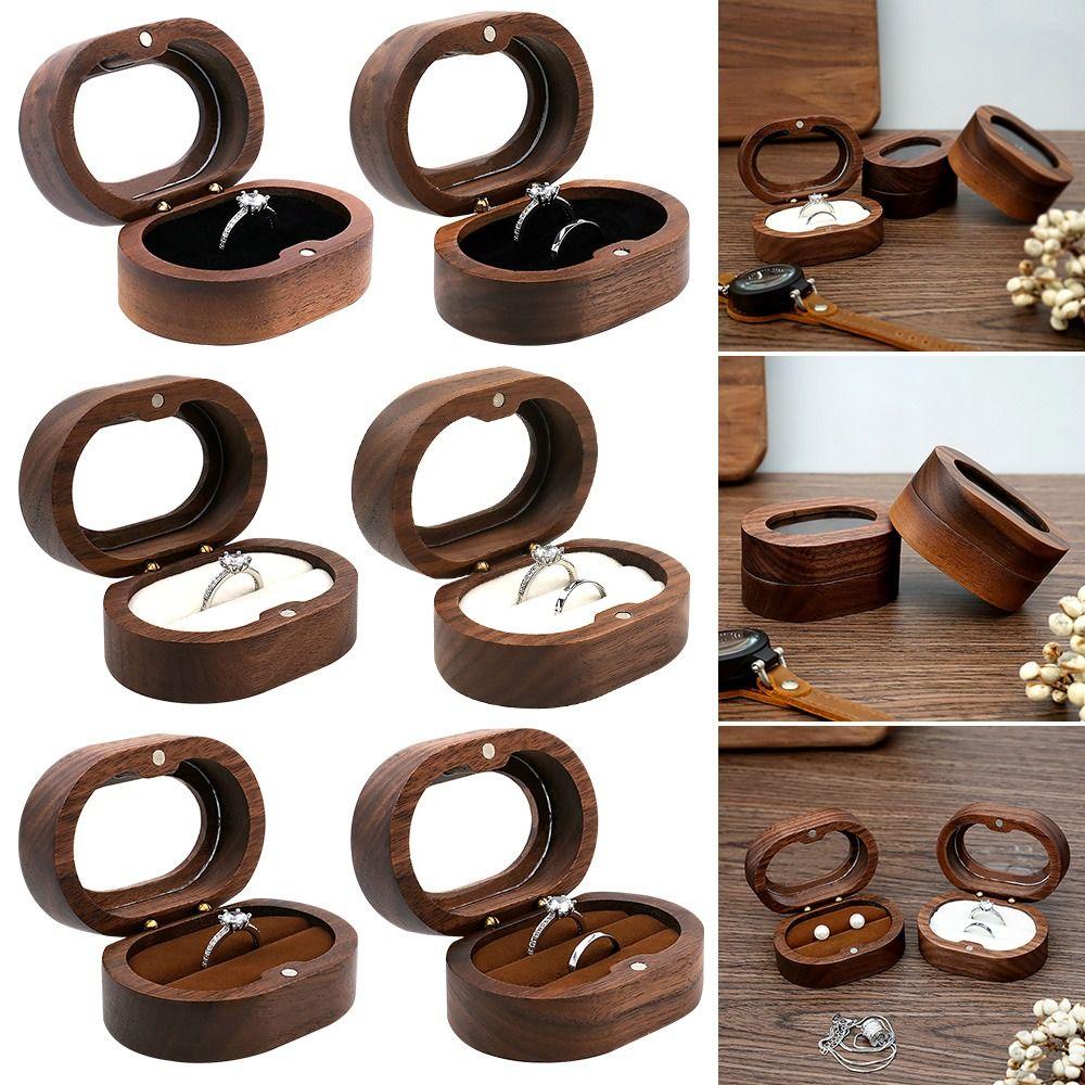 High-quality Gifts Case Wooden Storage Holder Lover Ring Display Box Jewelry Box Ring Storage Box