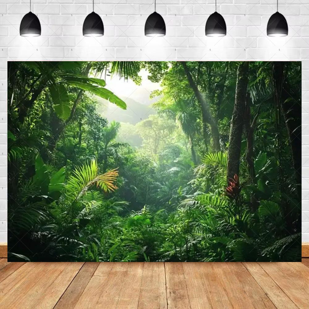 Tropical Rainforest Photography Backdrop Forest Jungle Green Tree Background Natural Scenery Party Decoration Photo Studio Prop